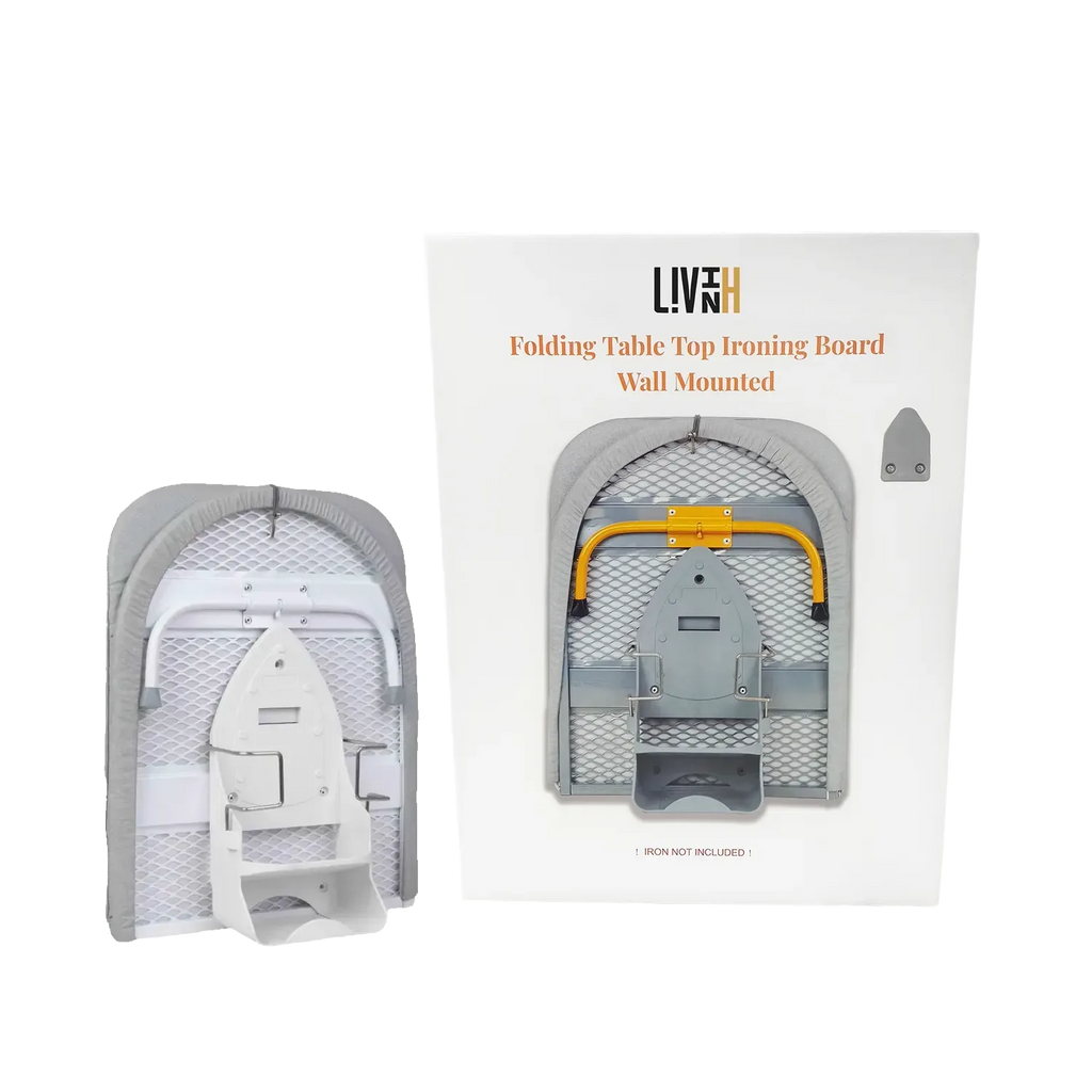 LivinH Foldable Ironing Board with packaging on a white background