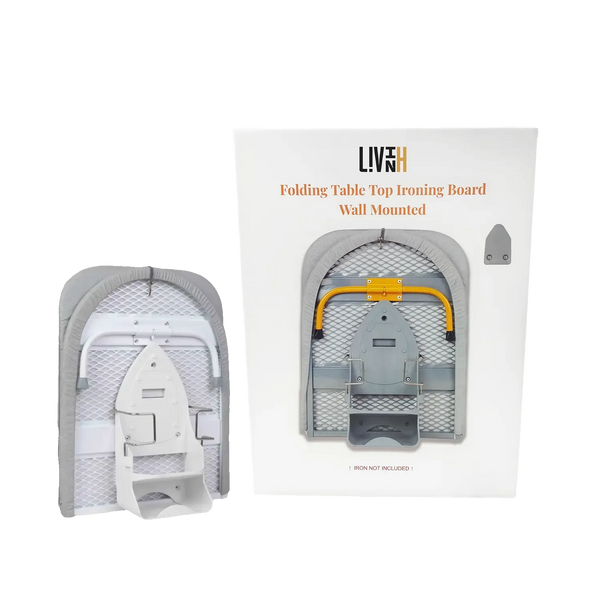 LivinH Foldable Ironing Board with packaging on a white background